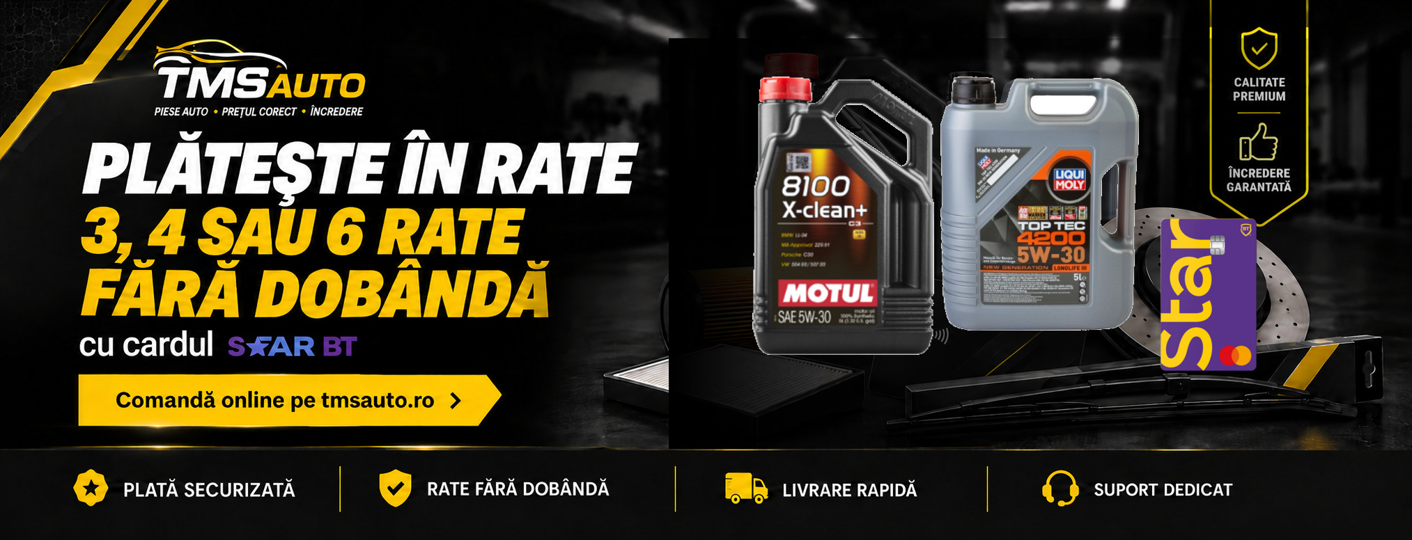 Plată în 3, 4 sau 6 rate fără dobândă
