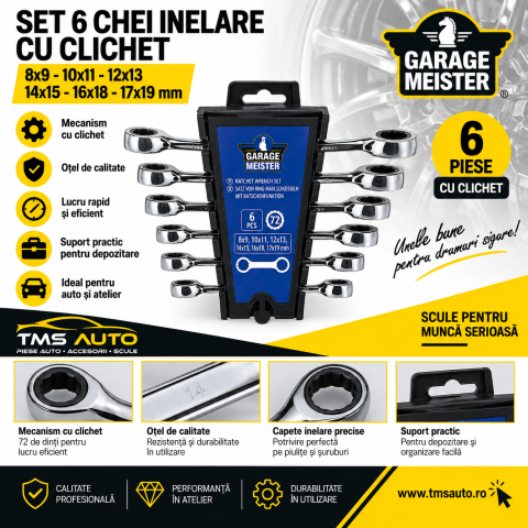 Scule și unelte - Set 6 chei inelare cu clichet Garage Meister GM53021