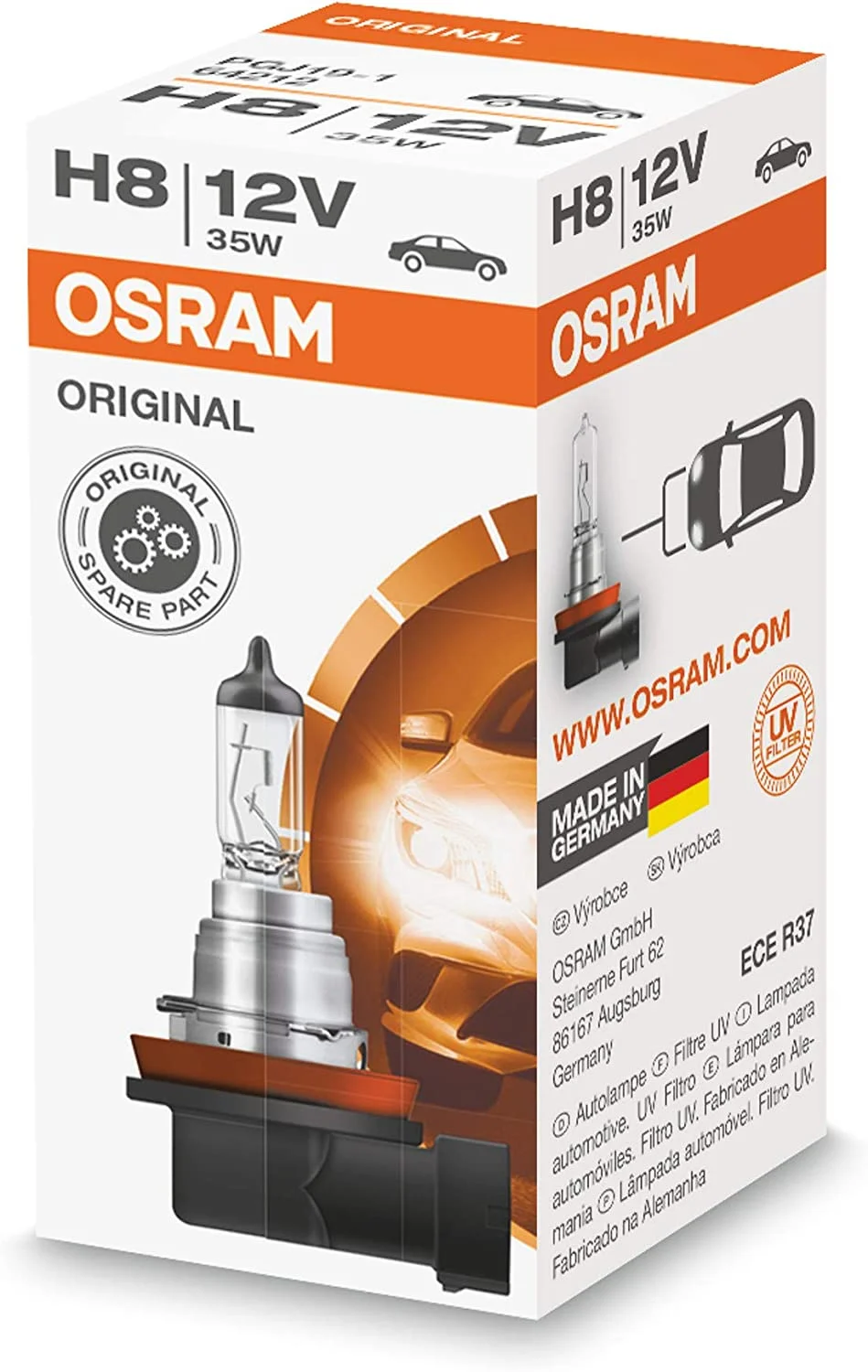 Becuri auto - Bec auto OSRAM ORIGINAL H8 64212 12V 35W PGJ19-1