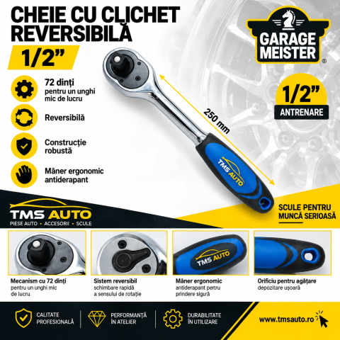 Scule și unelte - Cheie clichet 1/2 Garage Meister GM472GQ