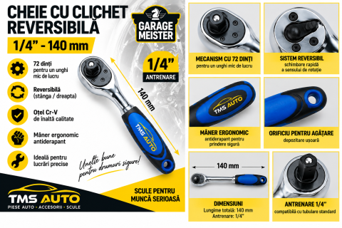 Scule și unelte - Cheie clichet 1/4 Garage Meister GM272GQ