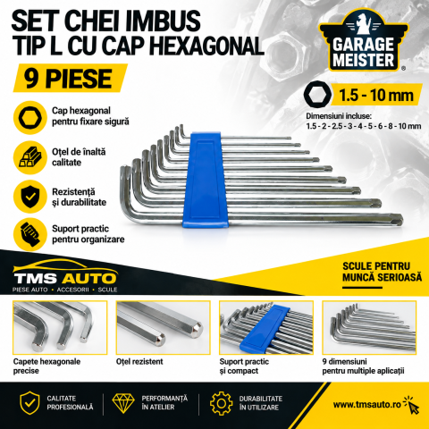 Scule și unelte - Set 9 chei Torx Garage Meister GM52074, T10–T50, cu suport