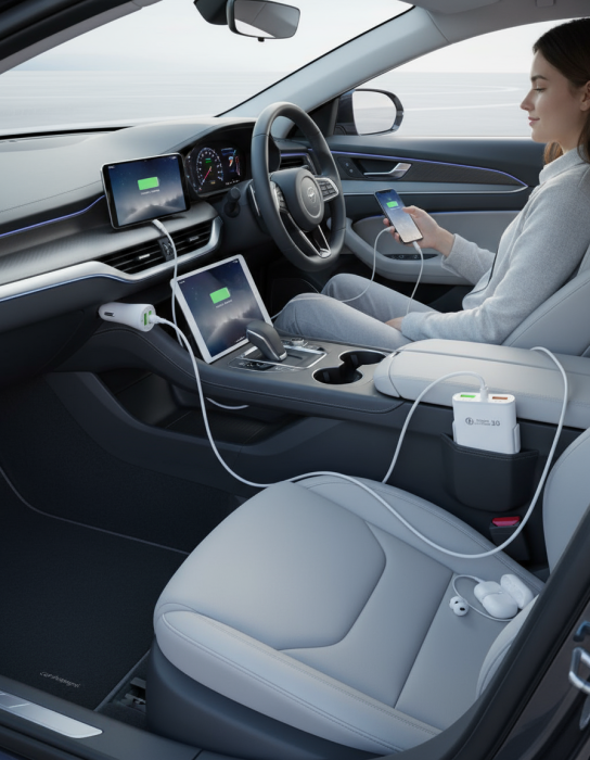 Pachet 1+1 Incarcator auto, 4 in 1, 12v/24 USB QC3.0, 40W, cablu de 1,7 m [2]