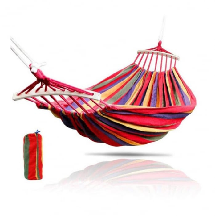 Set 2 Hamace cu Bară de Lemn – Bumbac 180×80 cm [6]