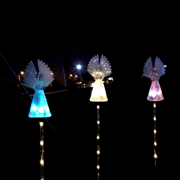 Set 2 x Lampi Solare Decorative de Gradina Ingerasi , RGB , acumulator incorporat [8]