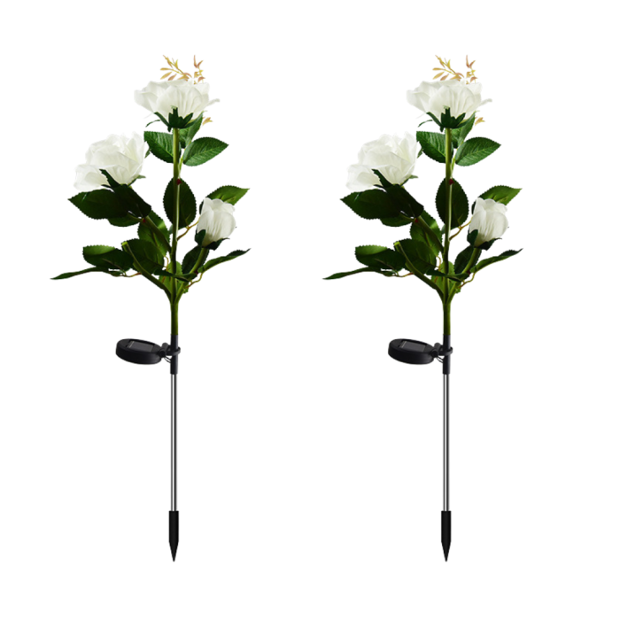 Set 2 Lampi Solare Trandafir Alb – 3 Flori LED / Lampa [4]