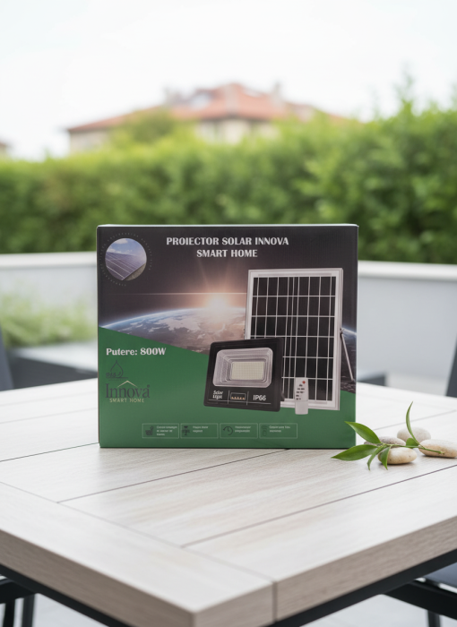 Proiector LED INNOVA 800 W Cu Panou Solar si telecomanda, IP66 + Cadou Surpriza [5]