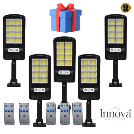 blackfriday - Set 5 Lampi cu Incarcare Solara prin Inductie 160 LED-uri COB, telecomanda + cadou surpriza