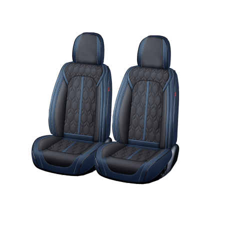 HUSE AUTO PREMIUM - Huse auto premium 5 locuri Carguard Deluxe piele ecologică perforată - albastru inchis - negru