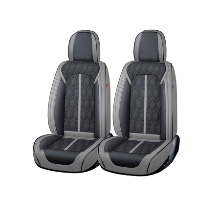 HUSE AUTO PREMIUM - Huse auto premium 5 locuri Carguard Deluxe piele ecologică perforată - gri - negru