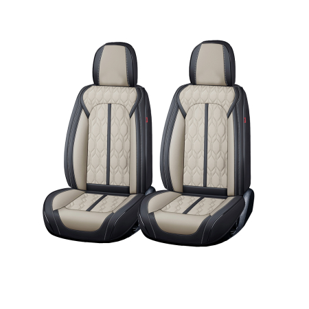 HUSE AUTO PREMIUM - Huse auto premium 5 locuri Carguard Deluxe piele ecologică perforată - negru - crem