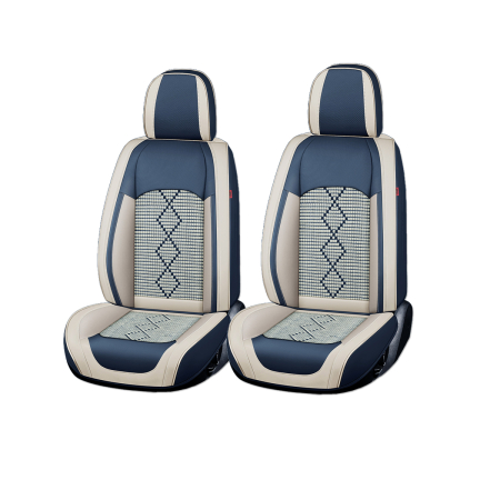 HUSE AUTO PREMIUM - Huse auto premium 5 locuri Carguard Deluxe piele ecologică perforată și textil - albastru - alb