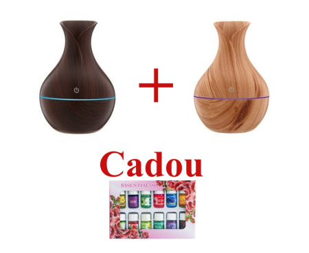 Pachete Promotionale - Pachet 1 + 1 Difuzor Aromaterapie cu ultrasunete si Umidificator cu led, 130 ml + Cadou 12 Esente Aromaterapie