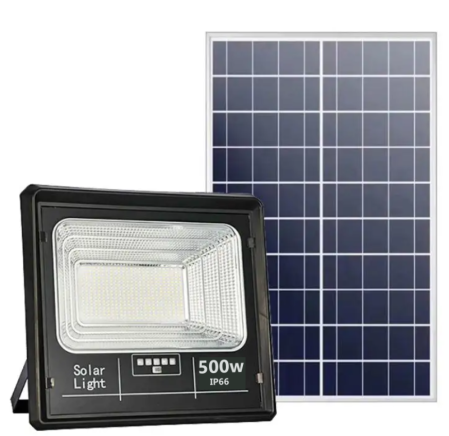 LAMPI SOLARE - Proiector LED Jortan cu Panou Solar de 500W și Telecomandă, Indicator de Baterie, IP66, 6500K