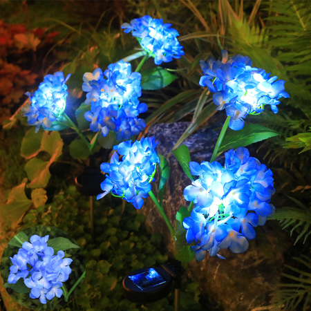 Lampi Solare Decorative - Set 2x Lampa solara hortensie albastra 70cm | Gradina LED IP66