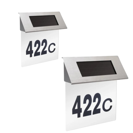 Pachete Promotionale - Set 2x Numar de casa din inox, cu iluminare LED si alimentare solara