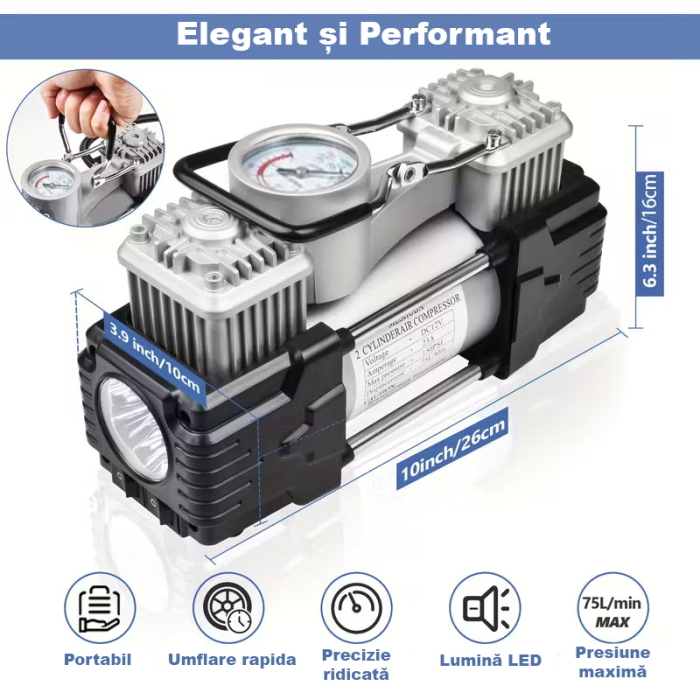 Compresor pentru anvelope cu 2 cilindri [3]