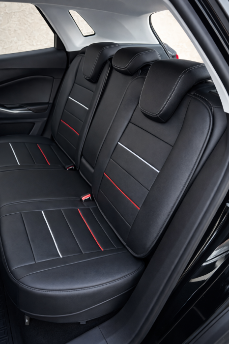 Huse auto Eco-Piele 5 scaune + 2 pernuțe (negru-rosu) [3]