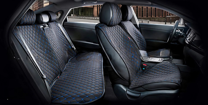 Комплект Накид.-чехол альк.Черный с синей ниткой(пер+зад) [1]