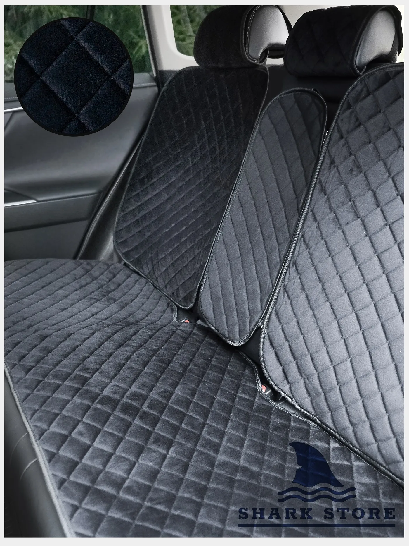 Накидка алькантара на заднее сиденье (черный) [1]