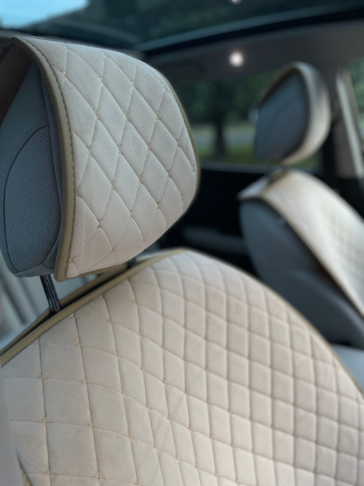 Накидка на сиденье алькантара бежевый (2шт) [1]