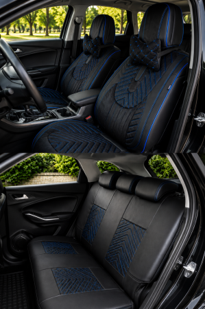 ACCESORII INTERIOR - Huse Alcantara + Ecopiele M CLAS MG-18 (Negru/Albastru)