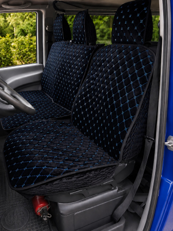 ACCESORII INTERIOR - Huse auto 2+1 (BUS) Negru/Albastru