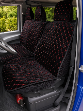 ACCESORII INTERIOR - Huse auto 2+1 (BUS) Negru/Roșu