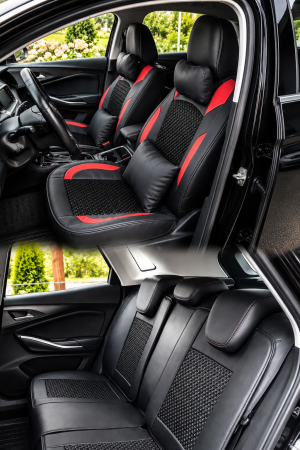 ACCESORII INTERIOR - Huse Autocera (A750) eco piele (Negru/Roșu)