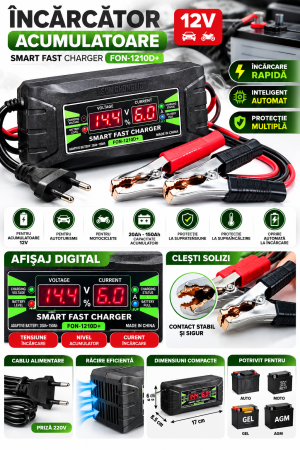 Accesorii acumulatoare - Incarcator pentru acumulatoare 12V 10A (FON-1210D)