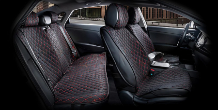 Huse Auto - Комплект Накид.-чехол альк.Черный с красной ниткой(пер+зад)