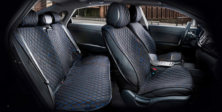 Huse Auto - Комплект Накид.-чехол альк.Черный с синей ниткой(пер+зад)