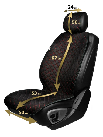 Huse Auto - Накидка алькантара черный с красн.нитью (2шт)