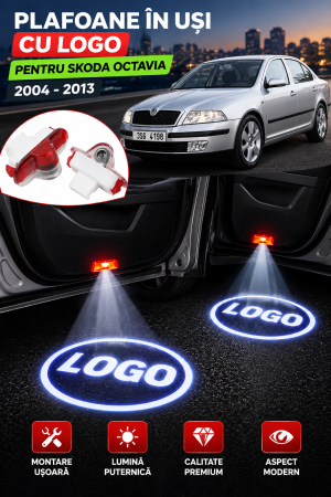 LUMINI AUTO - Set 2 Lampi Portiere Auto Skoda Octavia II (2004-2013)