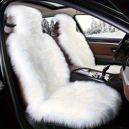 Huse Scaune - Set de 2 Cuverturi blana pufoasa (Alb)