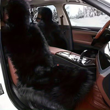 Huse Scaune - Set de 2 Cuverturi blana pufoasa (Negru)