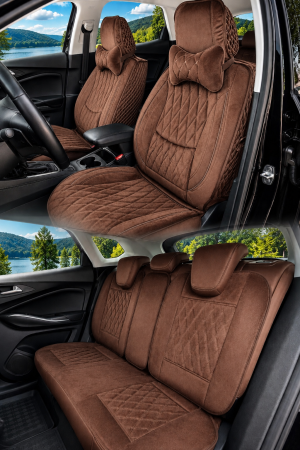 ACCESORII INTERIOR - Set Huse Autocera (A1000) 5 locuri (Maro)