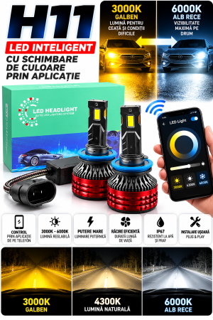 Lămpi auto - Set lampi LED Alb-Galben 3000k-6000k H11