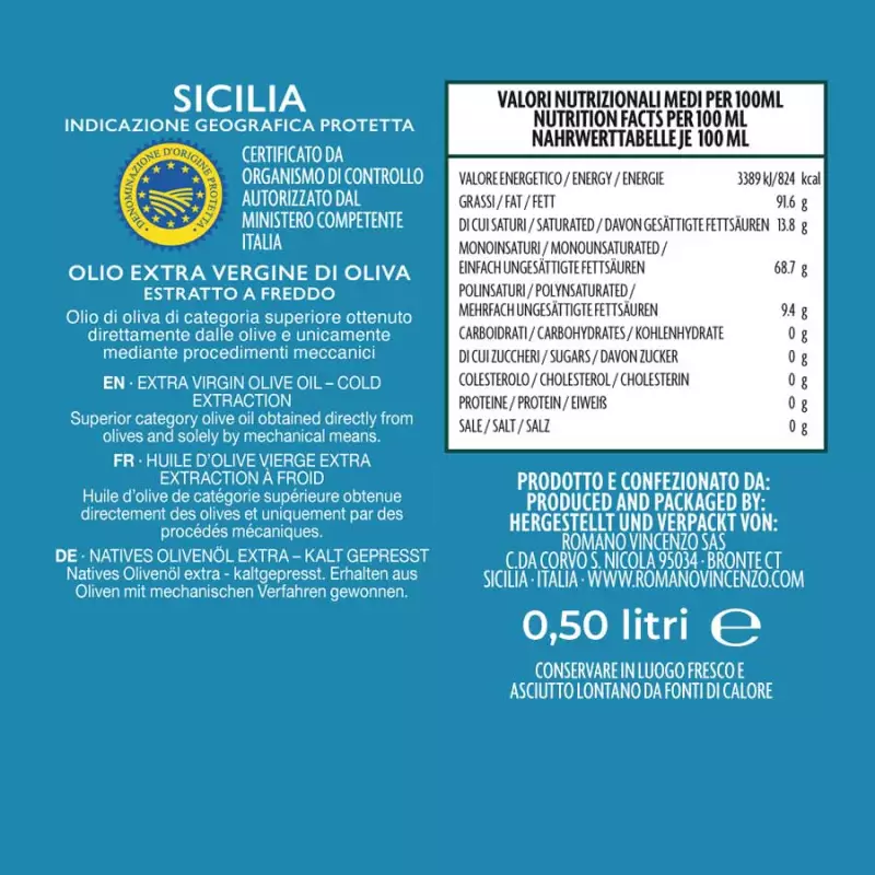 Ulei de măsline extravirgin IGP Sicilia – cutie metalică premium 500 ml [2]