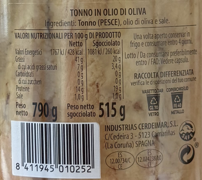File de ton in ulei de masline extravirgin Pinna Gialla 790 g [3]