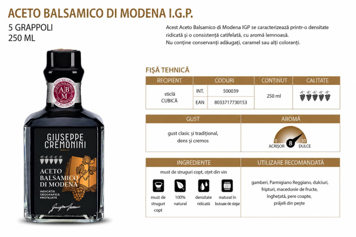 Oțet Balsamic de Modena IGP 5 Grappoli Giuseppe Cremonini 250 ml [4]