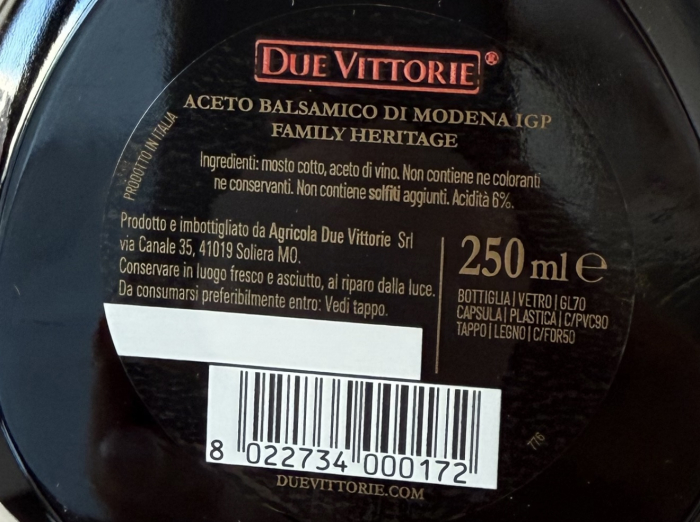 Oțet Balsamic de Modena IGP Due Vittorie Famiglia Extra Dens 250 ml [3]