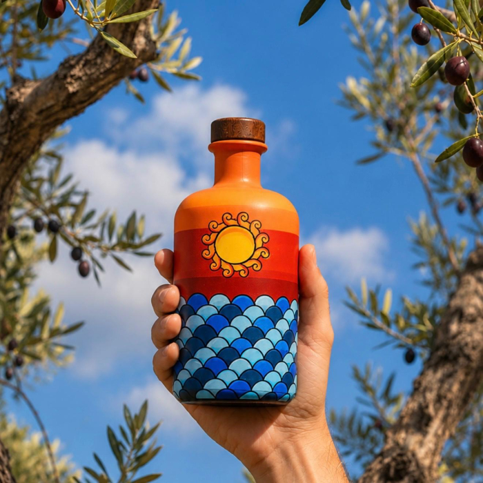 Ulei de măsline extravirgin Le Iconiche - Sticlă siciliană decorată Sole Mare, 500 ml - Romano... [2]