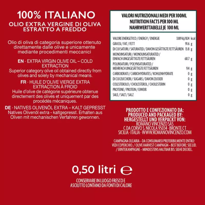Ulei de măsline extravirgin Sicilia – cutie metalică 500 ml [1]