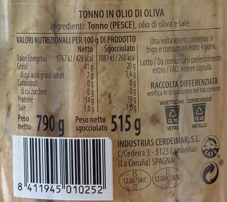 File de ton in ulei de masline extravirgin Pinna Gialla 790 g [2]