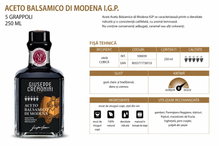 Oțet Balsamic de Modena IGP 5 Grappoli Giuseppe Cremonini 250 ml [3]