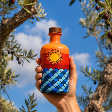 Ulei de măsline extravirgin Le Iconiche - Sticlă siciliană decorată Sole Mare, 500 ml - Romano... [1]