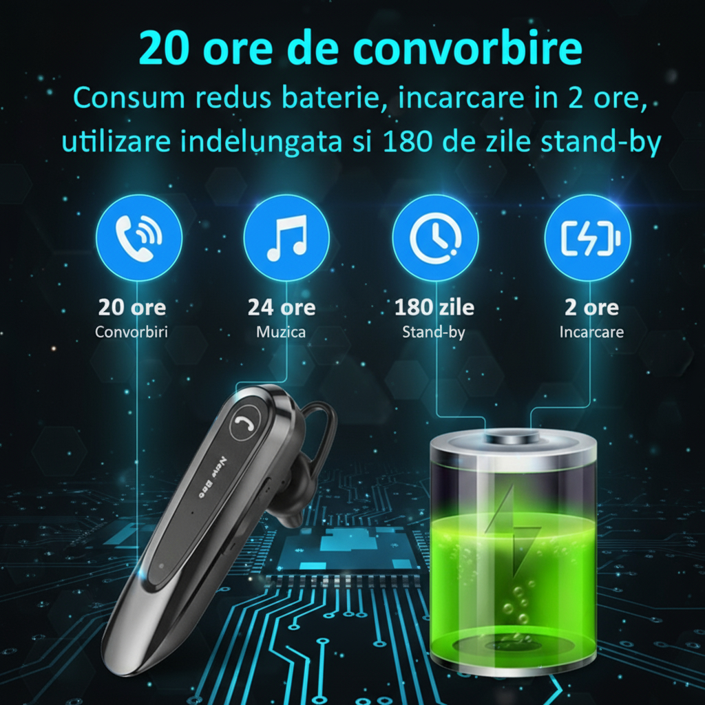 Caracteristici principale casca Bluetooth 5.0, handsfree, LC-B45, neagra