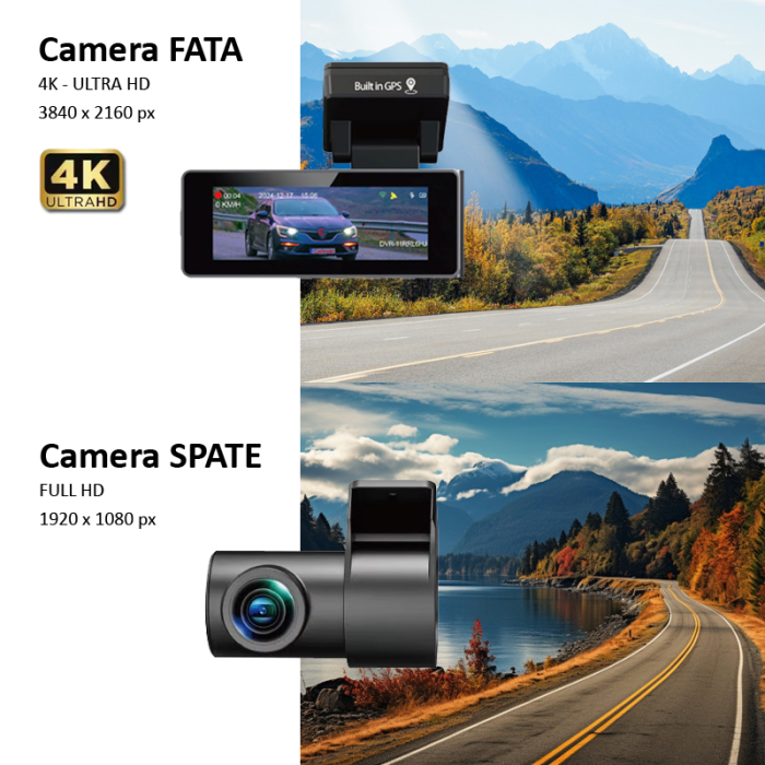 Camera auto, duala, 4K, model A3, GPS integrat, vedere nocturna [4]