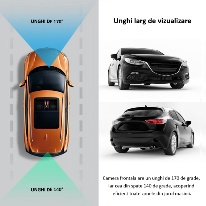 Camera auto, duala, 4K, model A3, GPS integrat, vedere nocturna [3]